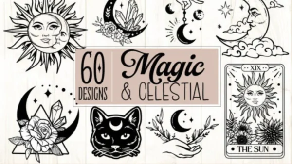Magic and Celestial SVG Bundle 60 Design