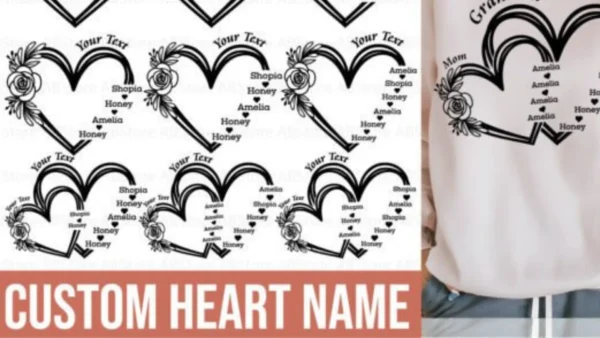 Custom Heart Name Svg Bundle
