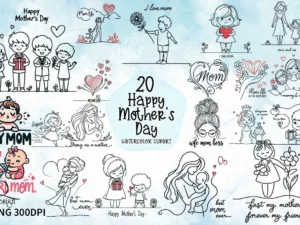 Happy Mother's Day Clipart PNG Bundle