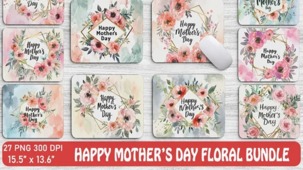 Happy Mother's Day Floral Backgrounds Bundle