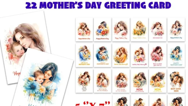 Happy Mothers Day Greeting Card Printable Bundle