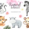 Watercolor Tropical Animals Clipart